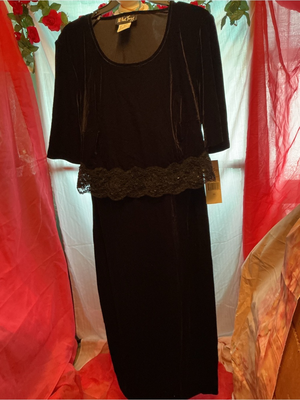 All That Jazz Black Velvet Maxi Skirt with Lace Waist